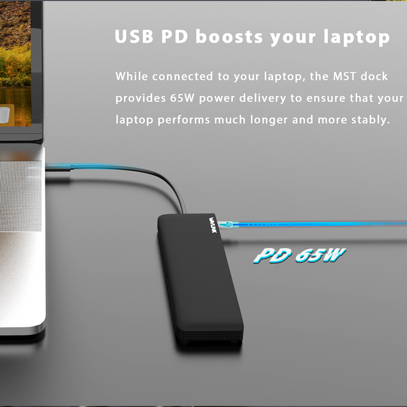 USB-C Triple Display 4K MST Docking Station with USB Power Delivery 5