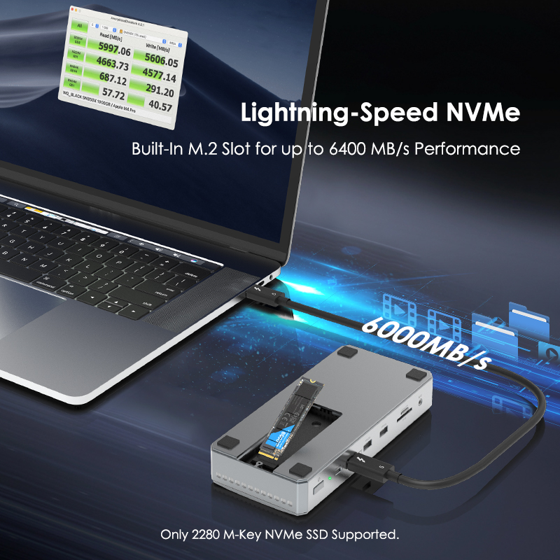 WAVLINK 13-in-1 Thunderbolt 5 Dock: up to 120Gbps, 140W PD 3.1, 6400MB/s M.2 SSD Slot 3