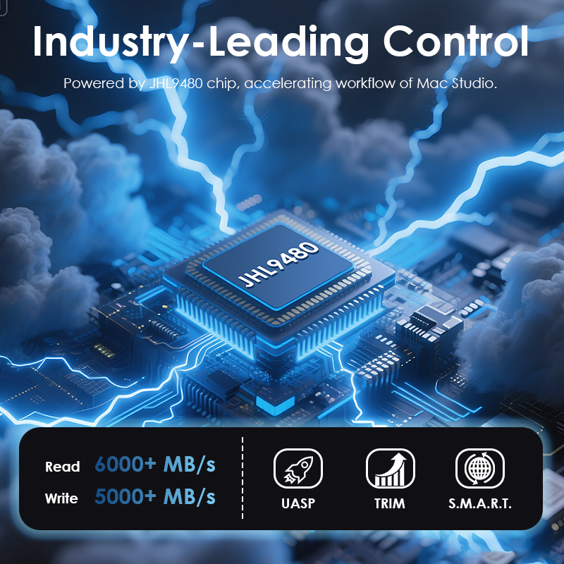 【WAVLINK Selected】80Gbps USB4 V2 PCle Gen4 NVMe SSD Enclosure | JHL9480 Powered | 6000+MB/s Read & 5000+MB/s Write | Cooling Fan | Plug & Play | Compatible with TB4/5, USB4 | For M4/M3/M2 Mac 3