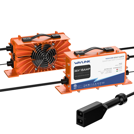 GS950C 36V/18A Golf Cart Smart Charger, 738W Output, IP67 Waterproof, Multi-Battery Compatible, PWM Intelligent Charging