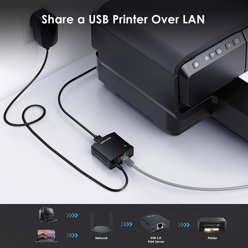 USB 2.0 Network Print Server | Supports LPR Protocol, 10/100Mbps High-Speed Transmission 2