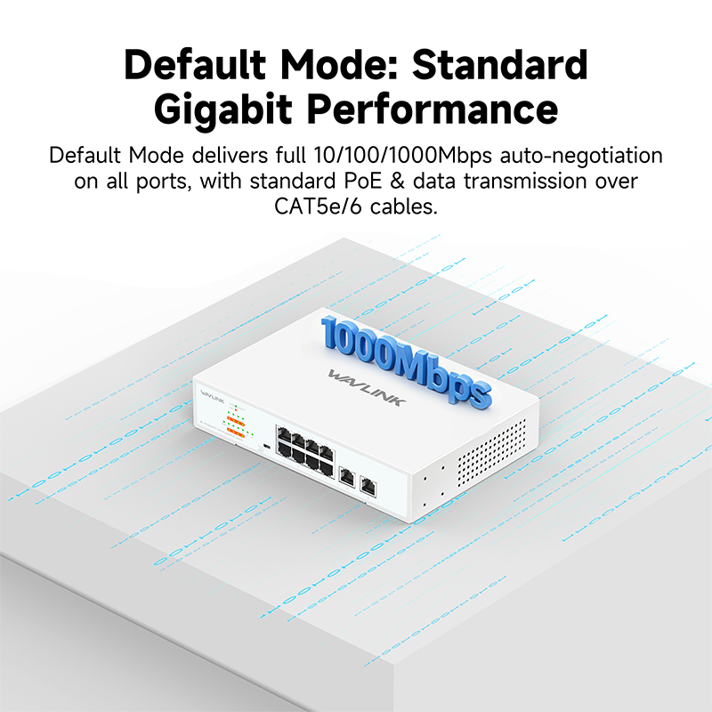 WAVLINK 10 Ports Gigabit Ethernet Switch with 8 PoE Ports, 120W Total PoE+, IEEE 802.3at/af &mdash; Plug and Play, Rack Mounting & Wall Mounting 5