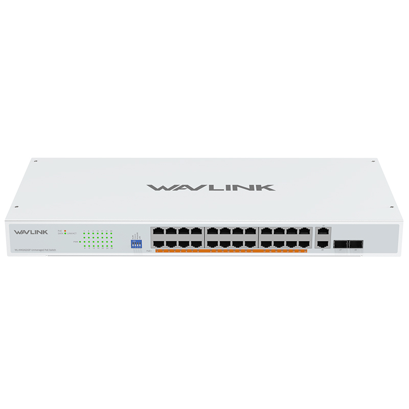 WAVLINK 28 Ports Gigabit Ethernet Switch with 24 PoE Ports, 250W Total PoE+, IEEE 802.3at/af &mdash; Plug and Play, Rack Mounting & Desktop Installation