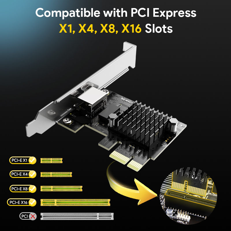 WAVLINK 2.5G Base-T PCIe Network Card, 2500/1000/100Mbps PCI Express Ethernet Adapter with RTL8125B, 2.5G NIC for Windows 11/10/8/8.1/7 & Linux with Low Profile Bracket 3