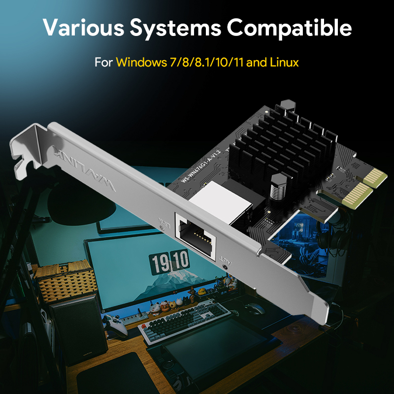 WAVLINK 2.5G Base-T PCIe Network Card, 2500/1000/100Mbps PCI Express Ethernet Adapter with RTL8125B, 2.5G NIC for Windows 11/10/8/8.1/7 & Linux with Low Profile Bracket 4