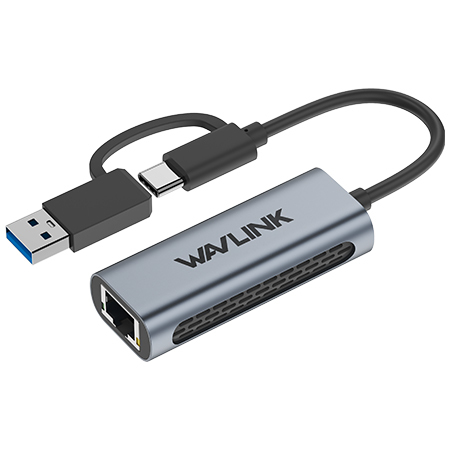 WAVLINK USB3.2 5Gbps Ethernet Adapter, Hybrid 2-in-1 Network Adapter Compatible with USB C/Thunderbolt 3 or USB 3.2 Laptop