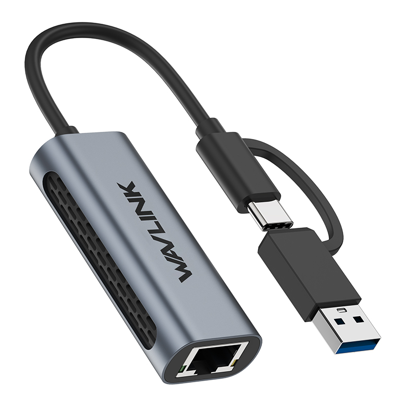 WAVLINK USB3.2 5Gbps Ethernet Adapter, Hybrid 2-in-1 Network Adapter Compatible with USB C/Thunderbolt 3 or USB 3.2 Laptop