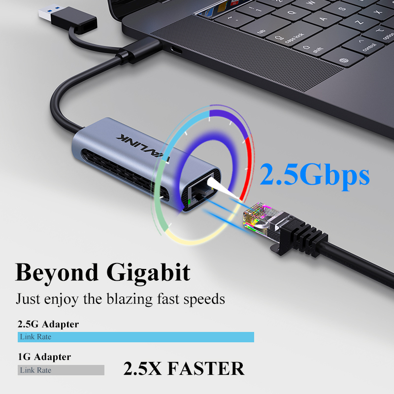 WAVLINK USB3.2 5Gbps Ethernet Adapter, Hybrid 2-in-1 Network Adapter Compatible with USB C/Thunderbolt 3 or USB 3.2 Laptop 3