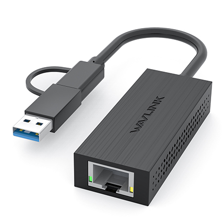 WL-NWU331GCA: WAVLINK USB3.2 5Gbps Ethernet Adapter, Hybrid 2-in-1 Network Adapter Compatible with USB C/Thunderbolt 3 or USB 3.2 Laptop