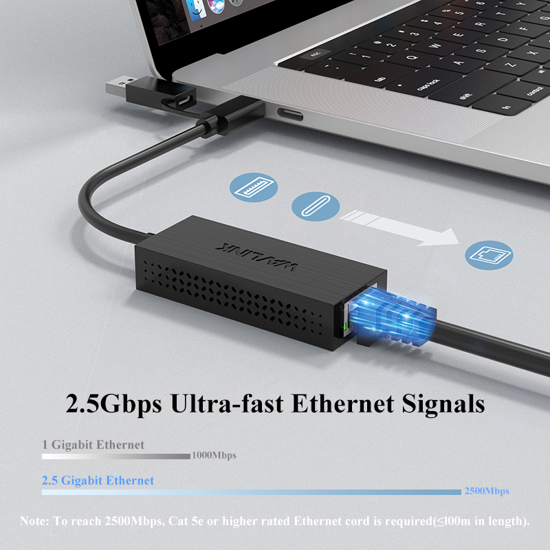 WL-NWU331GCA: WAVLINK USB3.2 5Gbps Ethernet Adapter, Hybrid 2-in-1 Network Adapter Compatible with USB C/Thunderbolt 3 or USB 3.2 Laptop 3