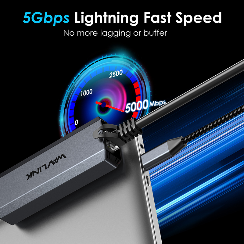 USB-C 5 Gigabit Ethernet Adapter with 95W PD 3