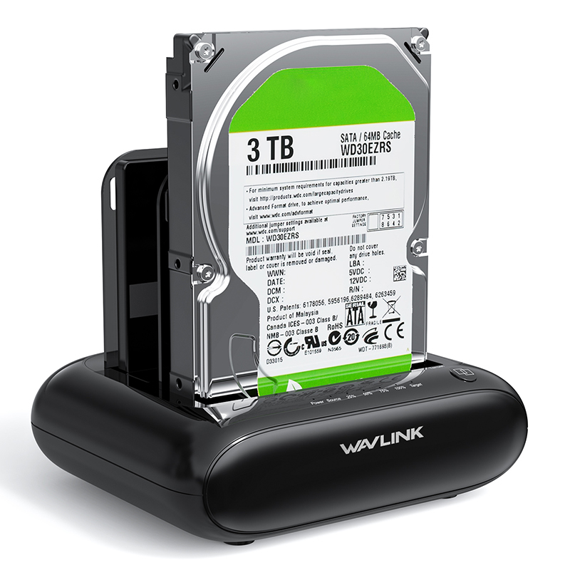 Dual Bay External Hard Drive Docking Station, USB 3.0 to SATA I/II/III for 2.5 or 3.5" HDD/SSD with Offline Clone