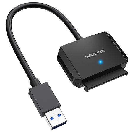 Wavlink USB-A to SATA III Converter- 6Gbps Max Transfer Speed with SATA 3.0 Interface, Plug-and-Play, No Driver Required, Safe & Stable Performance, Compatible with 2.5"/3.5" HDD/SSD for Laptop, Desktop, PC, Mac