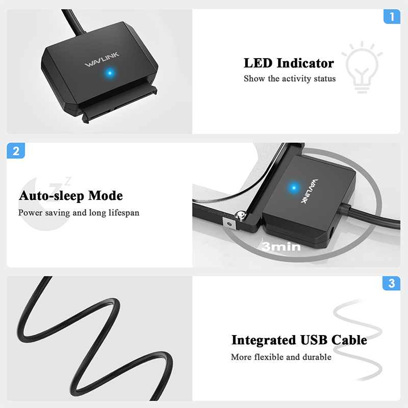 Wavlink USB-A to SATA III Converter&ndash;6Gbps high-speed data transfer, driver-free plug-and-play, stable and secure, compatible with 2.5&rsquo;&rsquo; and 3.5&rsquo;&rsquo; hard drives  6