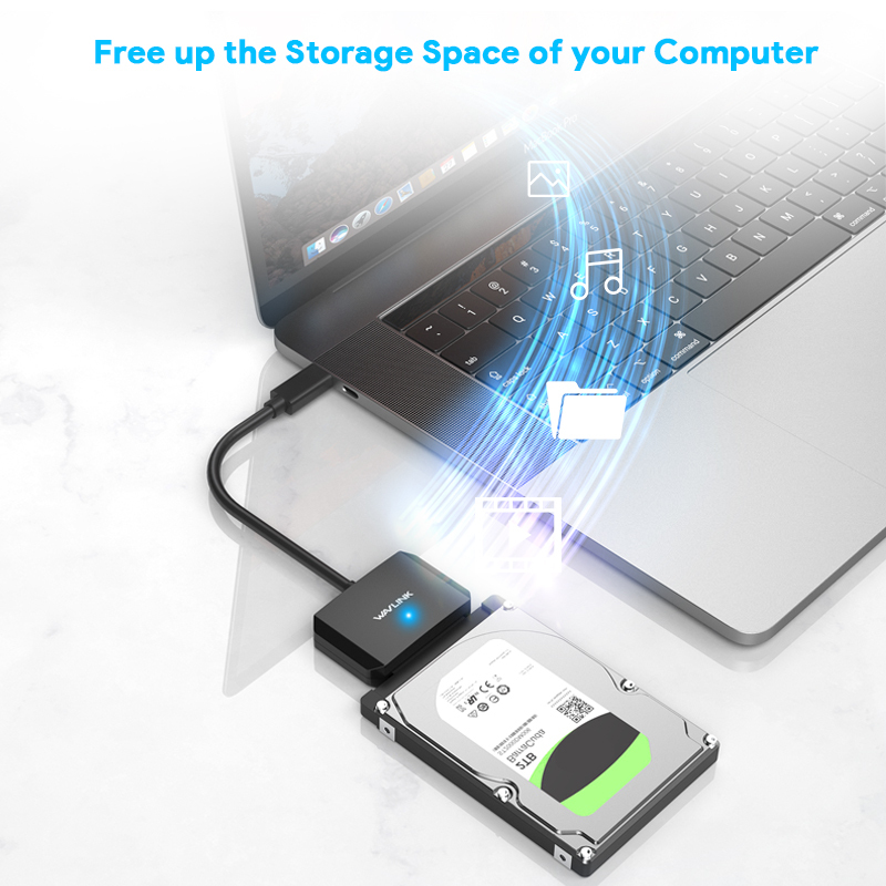 WAVLINK USB C to SATA III Hard Drive Adapter Cable, SATA to USB C 5Gbps Converter, External Hard Drive Connector for 2.5"/3.5" HDD/SSD, Power Adapter Included 4