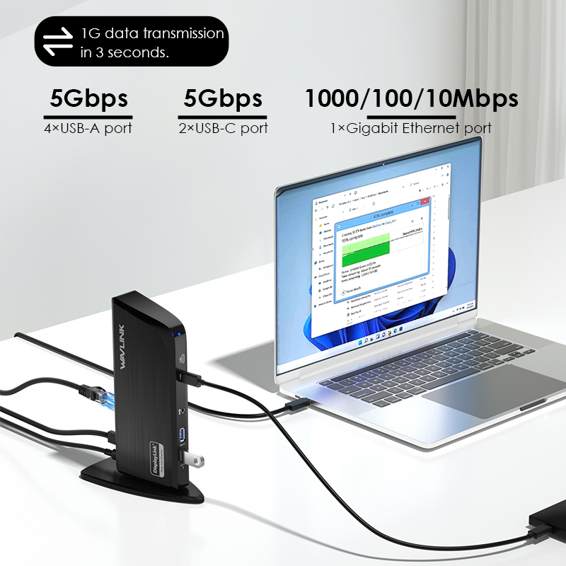 WAVLINK 13-in-1 USB-C Docking Station for Laptop, Triple Display (4K HDMI + 2K HDMI/DVI), 6&times;5Gbps USB Ports, Gigabit Ethernet for Mac & Windows 4
