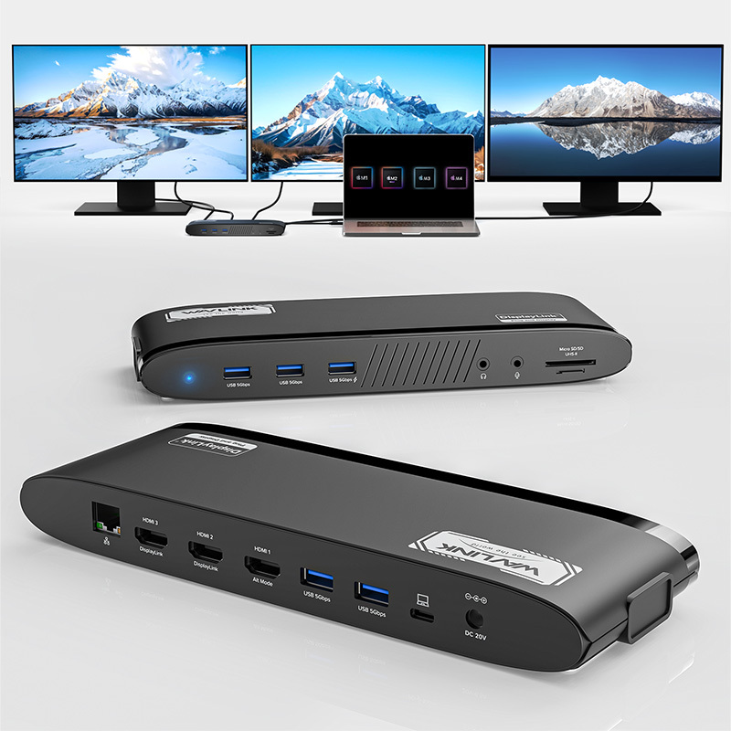 WAVLINK Universal DisplayLink Triple Display Docking Station, for Mac M1-M4 & Windows, 13-in-1 with Dual 2K+4K