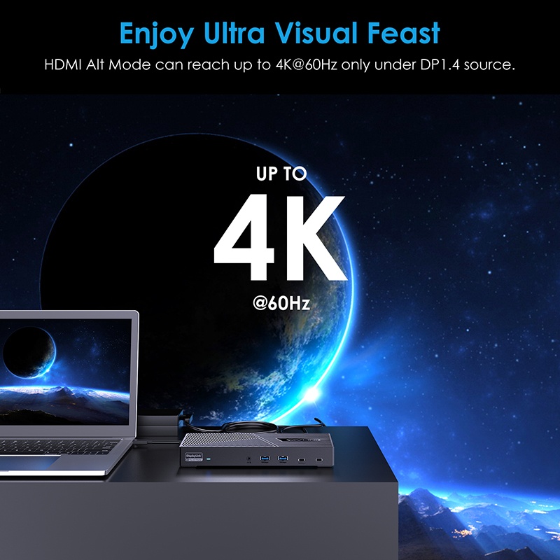 Wavlink Triple Display Universal Docking Station, 15-in-1 USB-C Dock for Intel/M1/M2-New MacBook Neo/Dell/Asus with 100W Laptop Charging, 1x4K-HDMI, 2xHDMI&DP, 2xUSB-C, 4xUSB-A, 1xGigabit Ethernet, 1xAudio&Mic 4