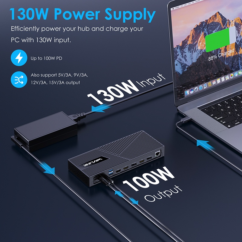 Wavlink Triple Display Universal Docking Station, 15-in-1 USB-C