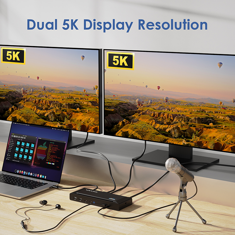 Wavlink USB-C Dual HDMI or DisplayPort Display 4K@60Hz 13-in-1 Universal Docking Station with 100W Power Delivery 3