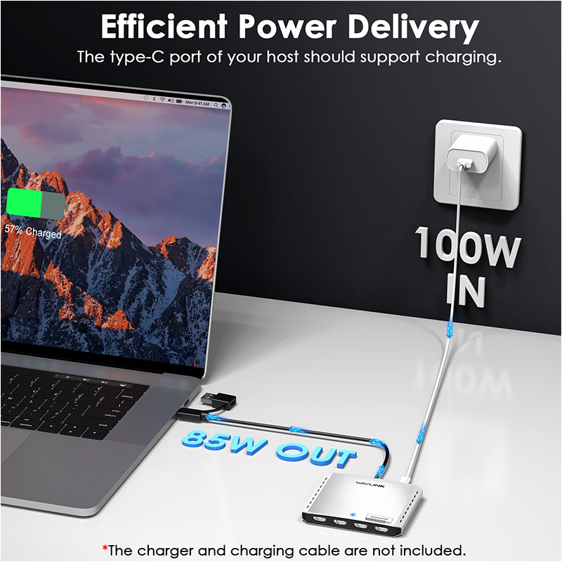 WAVLINK Quad 4K@60Hz Universal Display Adapter - Global Debut with DisplayLink DL7400, 4 HDMI Ports, with 85W Upstream Charging, Supports Multiple Monitors for Intel/M1/M2/M3/M4 Mac&Windows 2
