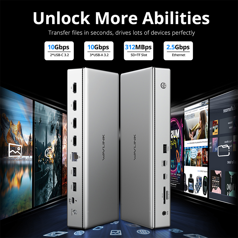 Universal 10G Quad 4K Docking Station with PD 100W Upstream Charging 3
