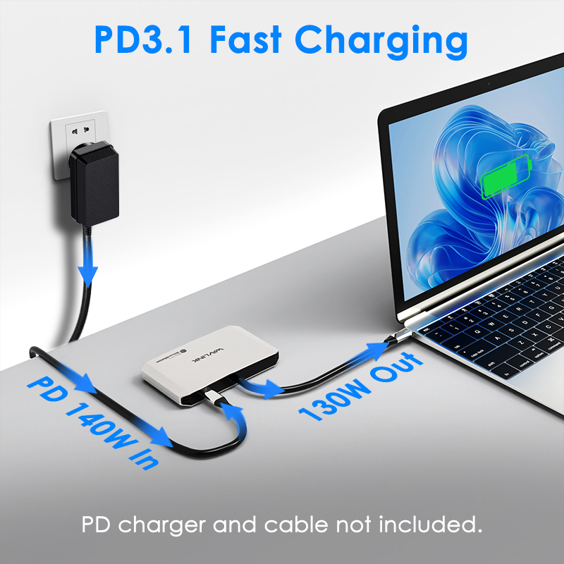 Quad 4K Universal Display Adapter with 130W Upstream Charging 4