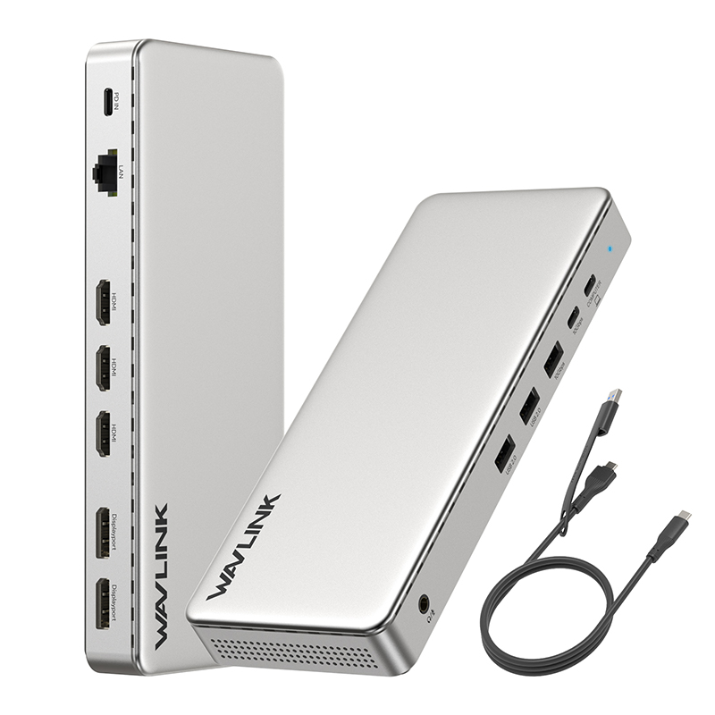 WAVLINK Triple 4K USB-C Docking Station - 3 HDMI & 2 DP, with 100W Upstream Charging & 2.5G Ethernet