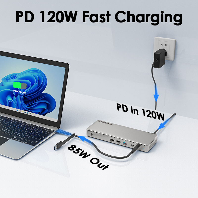 WAVLINK Triple 4K USB-C Docking Station - 3 HDMI & 2 DP, with 85W Upstream Charging & 2.5G Ethernet 4