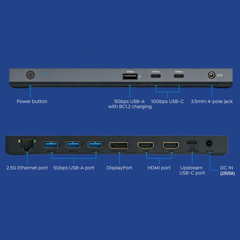 WL-UMD05MR: WAVLINK USB-C MST Docking Station, 12-IN-1 Triple Display Laptop Dock for M1/2/3/4/5 MacBook Pro/Air, 65W PD, DP+2HDMI, 4xUSB-A, 10G USB-C, Gigabit Ethernet 2