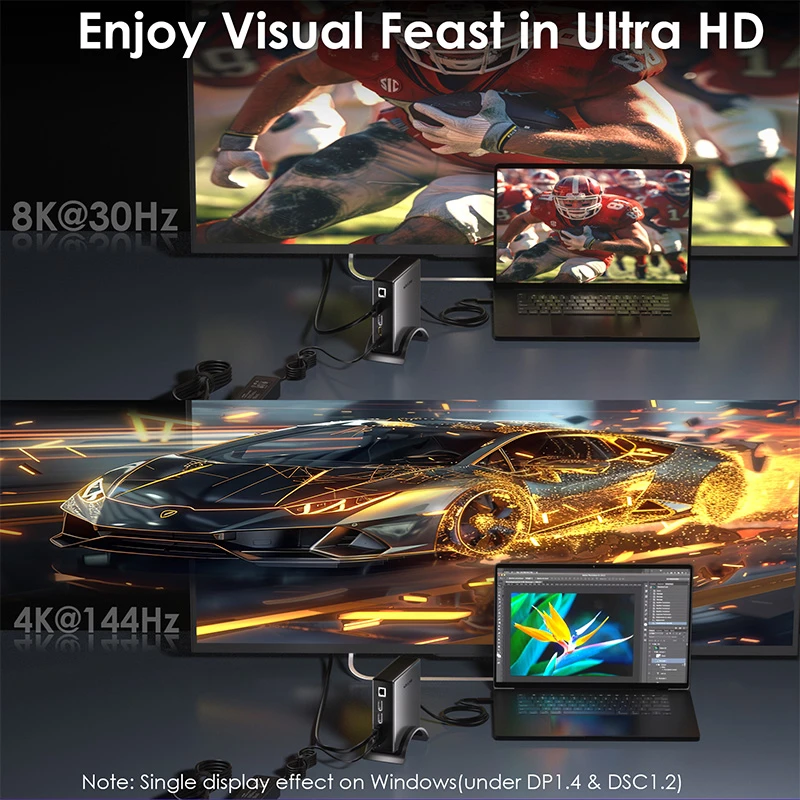 WL-UMD29: 9-in-1 Triple Display Docking Station with PD 3.1 Charging 4