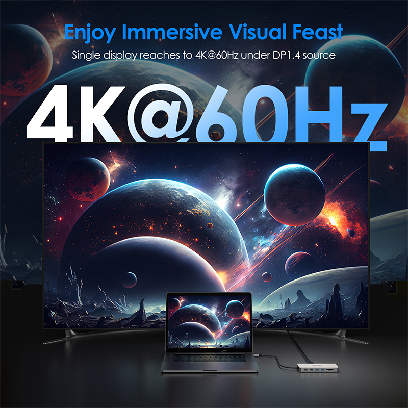 USB-C Triple Monitor Docking Station | 4K DisplayPort *2, 4K HDMI, 100W PD In, 5Gbps USB 3.0, Ethernet, SD/TF & Audio 3