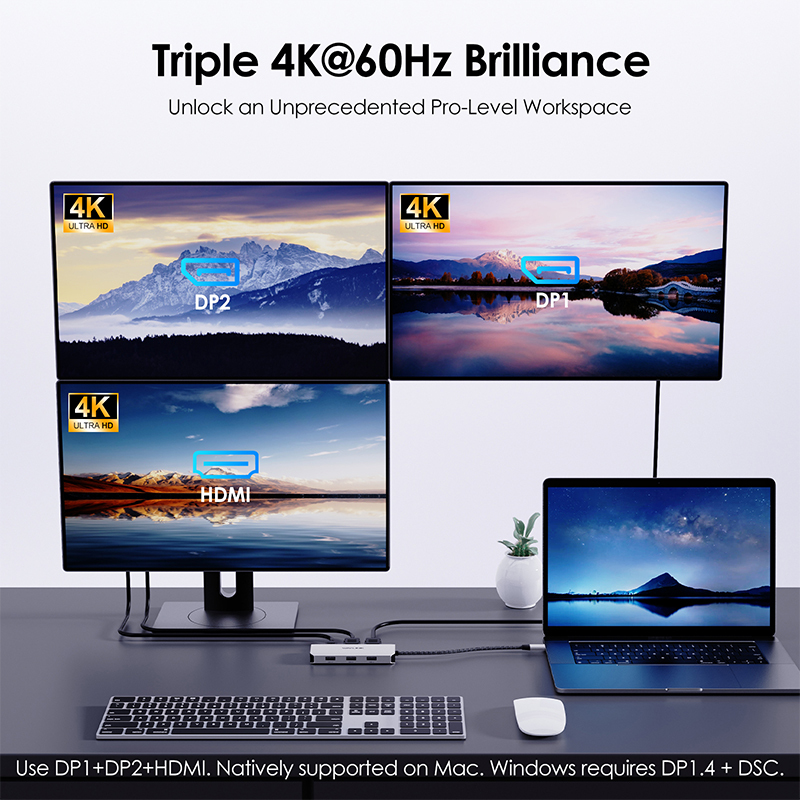 WAVLINK USB-C Docking Station Quadruple Monitor, 8K Single Display & Triple 4K@60Hz Output, Laptop Dock with 2&times;DP, HDMI, VGA, 95W Passthrough Charging, for Dell XPS/HP/Lenovo/Mac 4