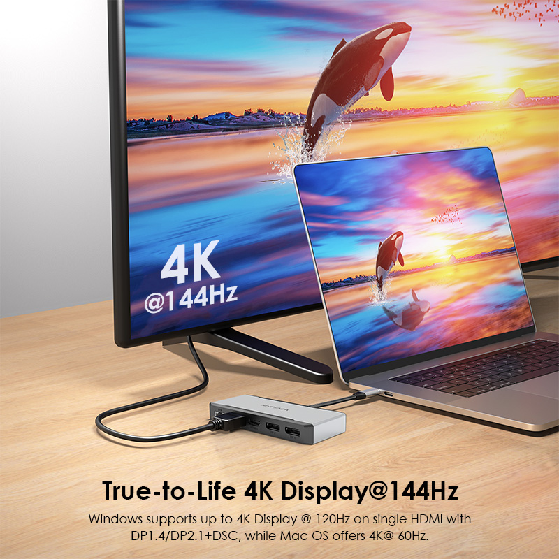 Wavlink 5Gbps USB-C Quad Display 4K@60Hz 6-in-1 Docking Station With 90W Power Delivery 3
