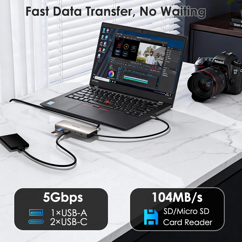 WAVLINK Dual 4K USB-C Docking Station, 85W PD Pass-Through, Gigabit Ethernet, Compatible with Windows & Mac 4