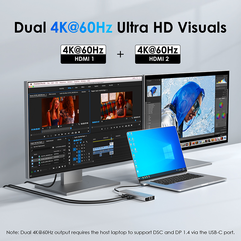 WAVLINK Dual 4K USB-C Dock with 125W PD, 2.5G Ethernet, High-Speed USB and SD/Micro SD 3