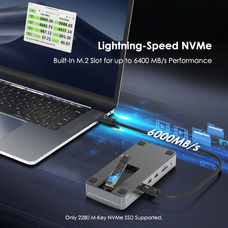 WAVLINK 13-in-1 Thunderbolt 5 Dock: up to 120Gbps, 140W PD 3.1, 6400MB/s M.2 SSD Slot 3
