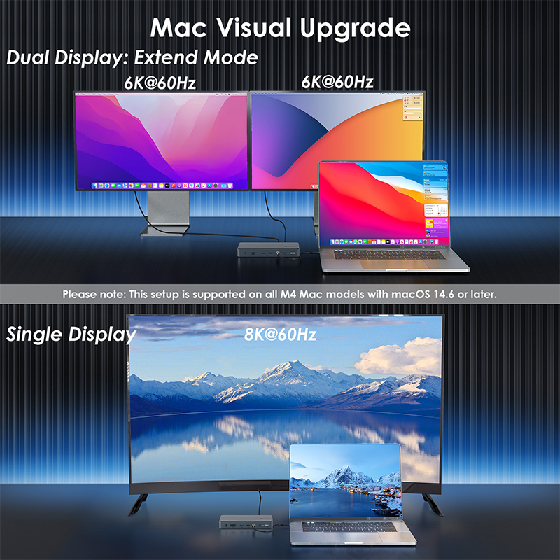 WAVLINK Thunderbolt 5 Dock, 12-in-1 Hub with up to 120Gbps, MAX 140W PD, Triple 4K/Dual 8K Display, for Mac & Windows TB5/4 Laptops 3