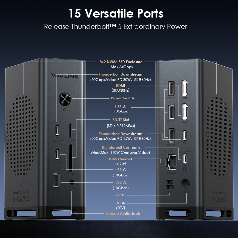 Thunderbolt&trade; 5 15-In-1 Quad Display M.2 Ultra Docking Station 2