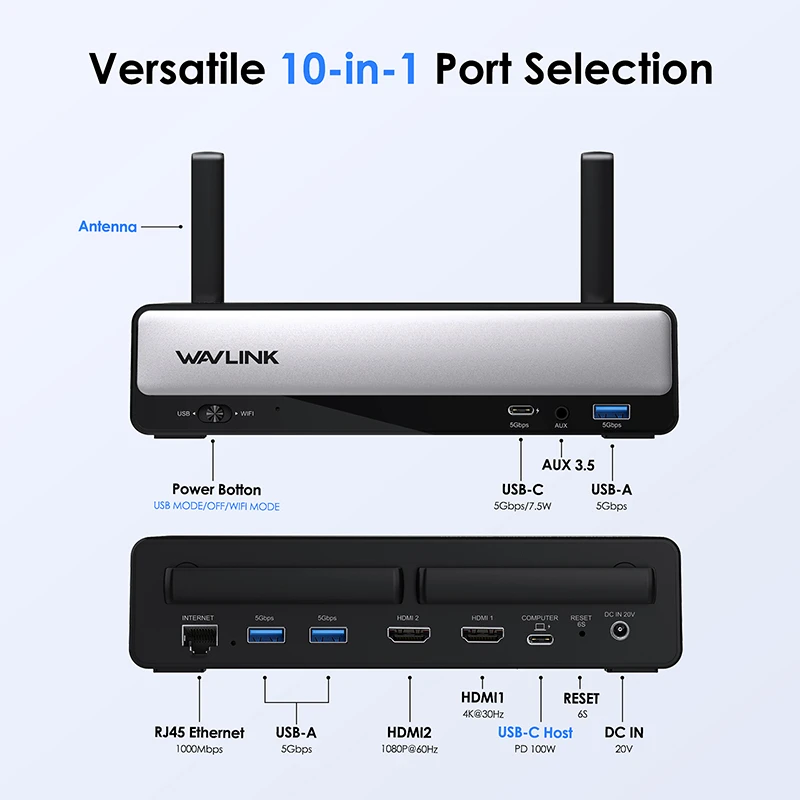 10-in-1 Dual Display Wireless Docking Station 4