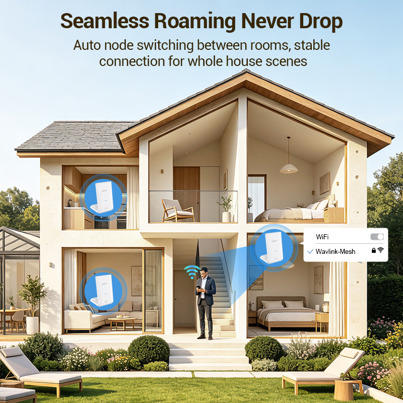 WAVLINK BE5100 Wi-Fi 7 Dual Band Mesh Whole Home Network System, 6600 Sq Ft Long Range Coverage, 2.5G WAN, 4&times;1G LAN Ports, MLO/4K QAM/VPN Stable Wireless Router (1/2/3-Unit) 4