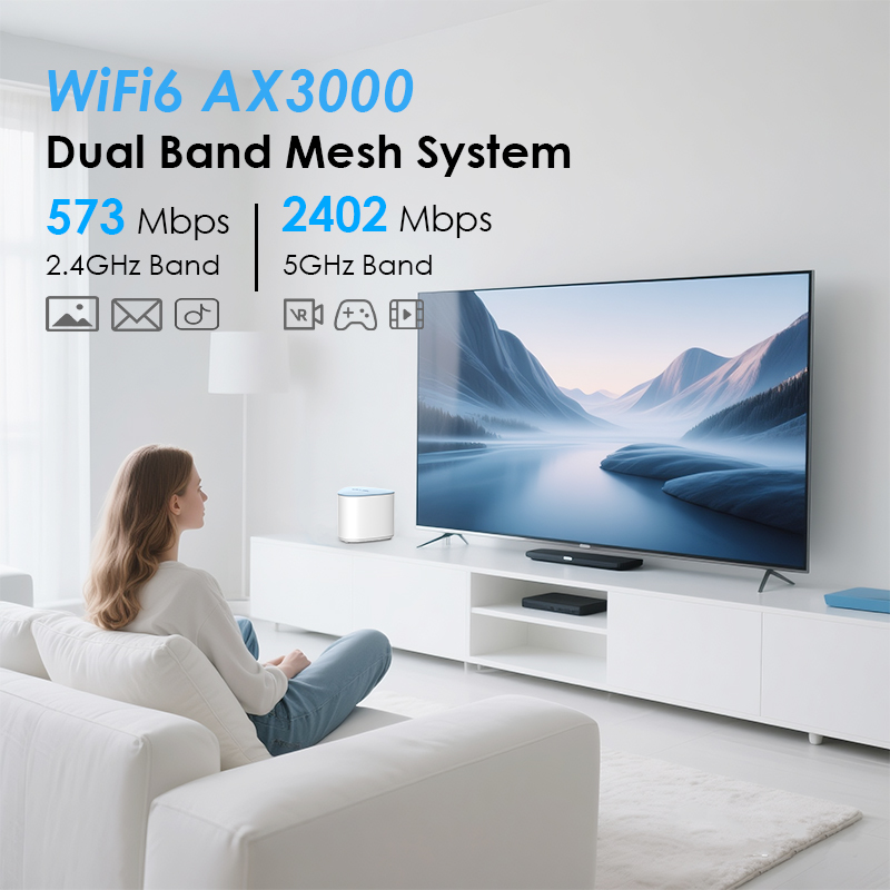 AX3000 Wi-Fi 6 Mesh Router, Dual-band Whole Home Mesh System with TouchLink 4