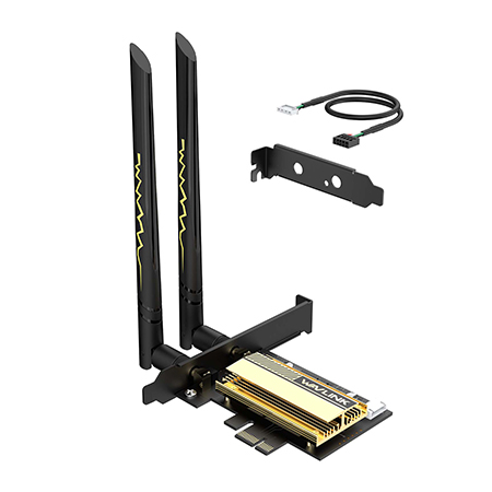 WL-WN675X3-C: WAVLINK AX5400M WiFi 6E PCIe Network Card, Tri-Band AX210 Wireless Adapter with Bluetooth 5.3, MU-MIMO, WPA3, OFDMA, Low-Profile Bracket, Heat Sink, for Windows 10/11 PC