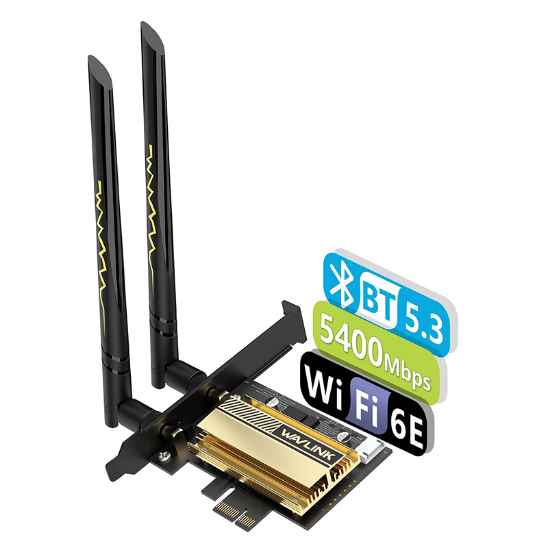 WL-WN675X3-C: WAVLINK AX5400M WiFi 6E PCIe Network Card, Tri-Band AX210 Wireless Adapter with Bluetooth 5.3, MU-MIMO, WPA3, OFDMA, Low-Profile Bracket, Heat Sink, for Windows 10/11 PC