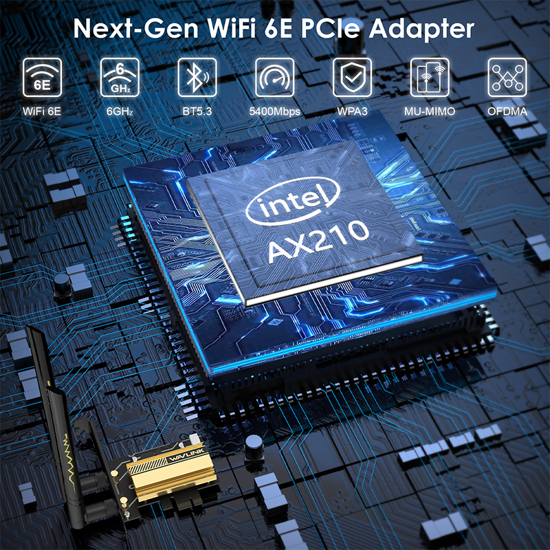 WL-WN675X3-C: WAVLINK AX5400M WiFi 6E PCIe Network Card, Tri-Band AX210 Wireless Adapter with Bluetooth 5.3, MU-MIMO, WPA3, OFDMA, Low-Profile Bracket, Heat Sink, for Windows 10/11 PC 2