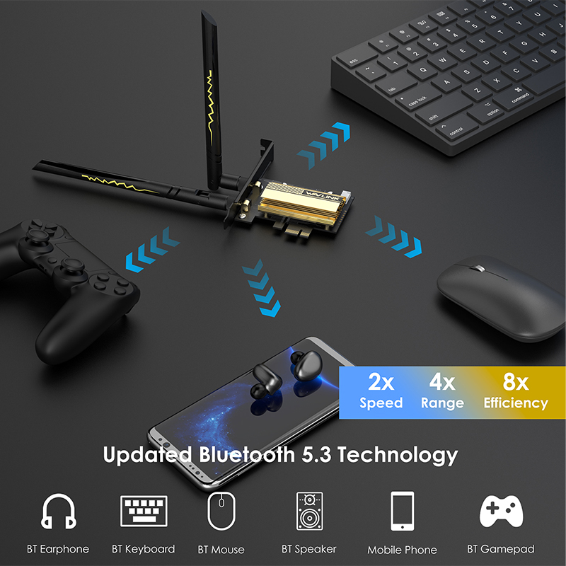 WL-WN675X3-C: WAVLINK AX5400M WiFi 6E PCIe Network Card, Tri-Band AX210 Wireless Adapter with Bluetooth 5.3, MU-MIMO, WPA3, OFDMA, Low-Profile Bracket, Heat Sink, for Windows 10/11 PC 4