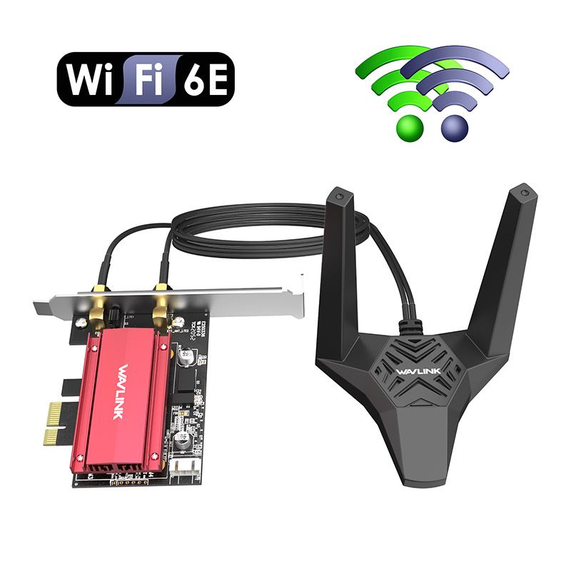 WAVLINK AX5400M WiFi 6E PCIe Network Card, Tri-Band AX210 Wireless Adapter with Bluetooth 5.3, MU-MIMO, WPA3, OFDMA, Low-Profile Bracket, Heat Sink, for Windows 10/11 PC