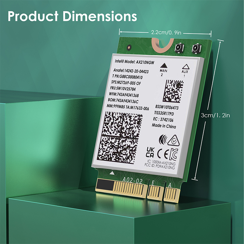 WAVLINK Wi-Fi 6E AX5400 Tri-Band M.2 Module With Bluetooth 5.3, WPA2/WPA3, WPA2-PSK Encryption, MU-MIMO, OFDMA 5