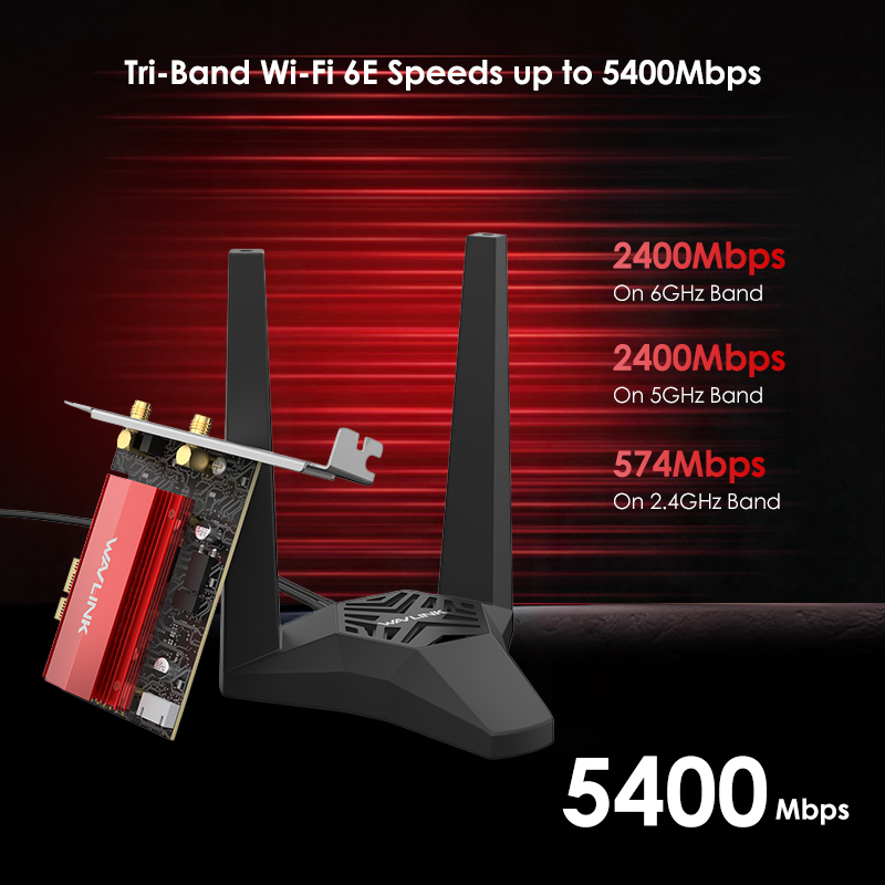 WAVLINK AXE5400 WiFi 6E PCIe Network Card, Tri-Band Wireless Adapter with Bluetooth 5.3, MU-MIMO, WPA3, OFDMA, Low-Profile Bracket, Heat Sink, for Windows 10/11 PC 2