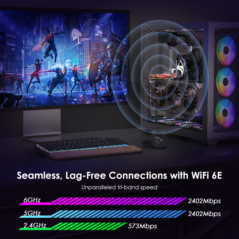 AX5400 Next-Gen WiFi 6E Tri-Band PCIe WiFi Adapter with Magnetic Antenna Base 2